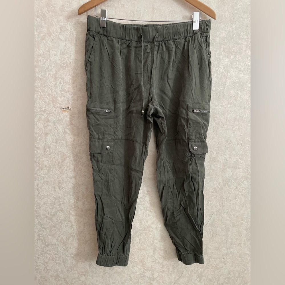 Banana Republic women's petite medium green pants with cinched bottoms